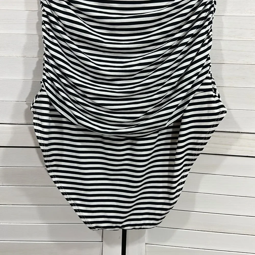 Tart Swimsuit Large Striped Halter One Piece Black & White